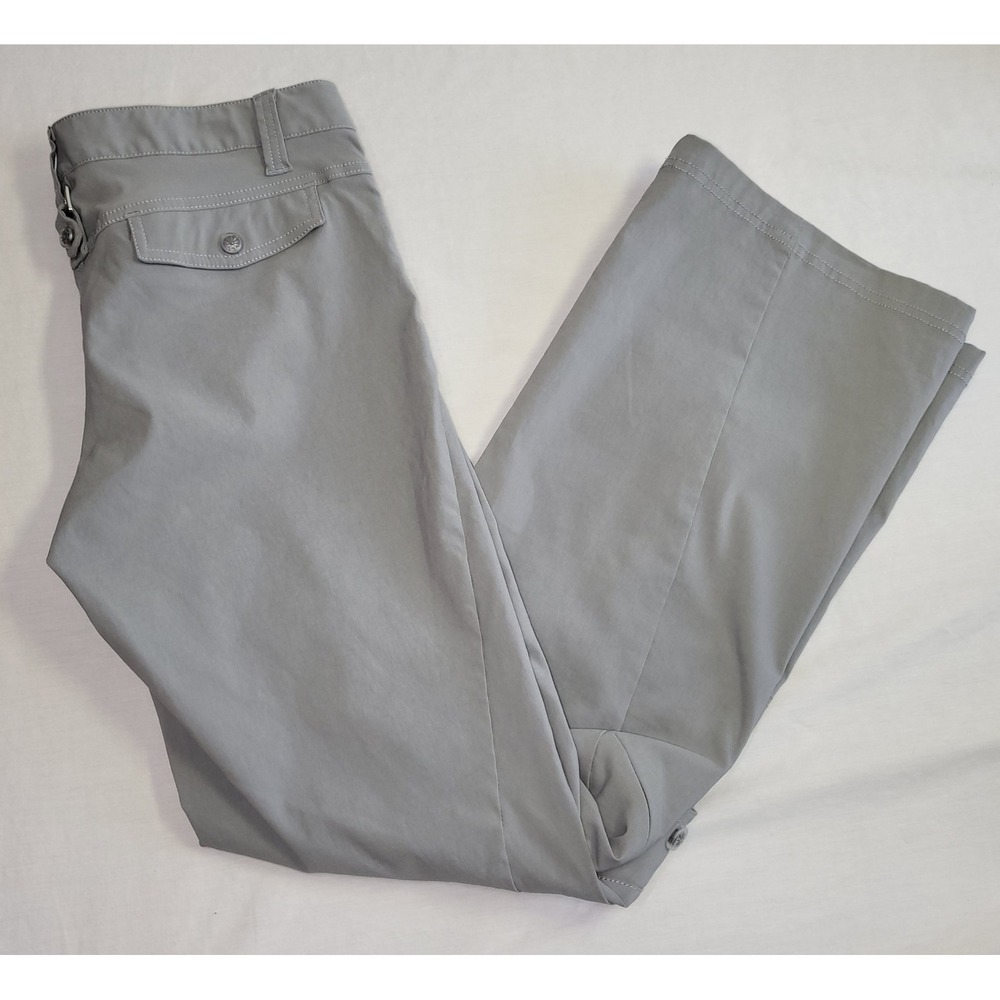 Athleta Hiking Pants Women 10 Grey Straight Leg Cargo Outdoor Nylon Stretch
